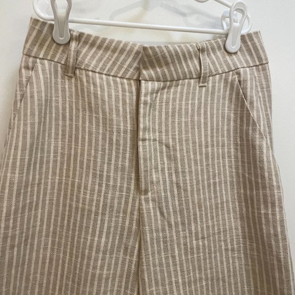 H&M Fringe-Hem Linen Blend Stripe Pants NWT - Size 32 / 0 - Picture 3 of 9